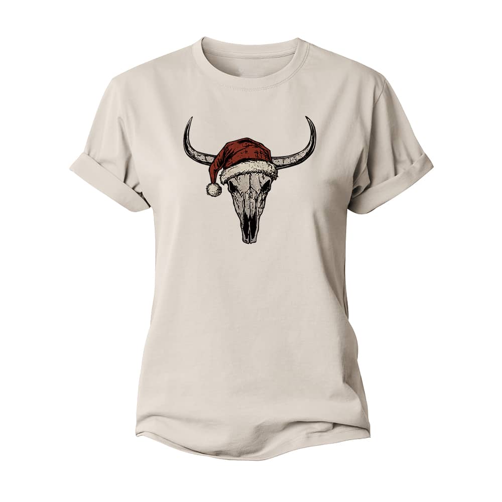 Christmas Bull Skull Women's Cotton T-Shirt