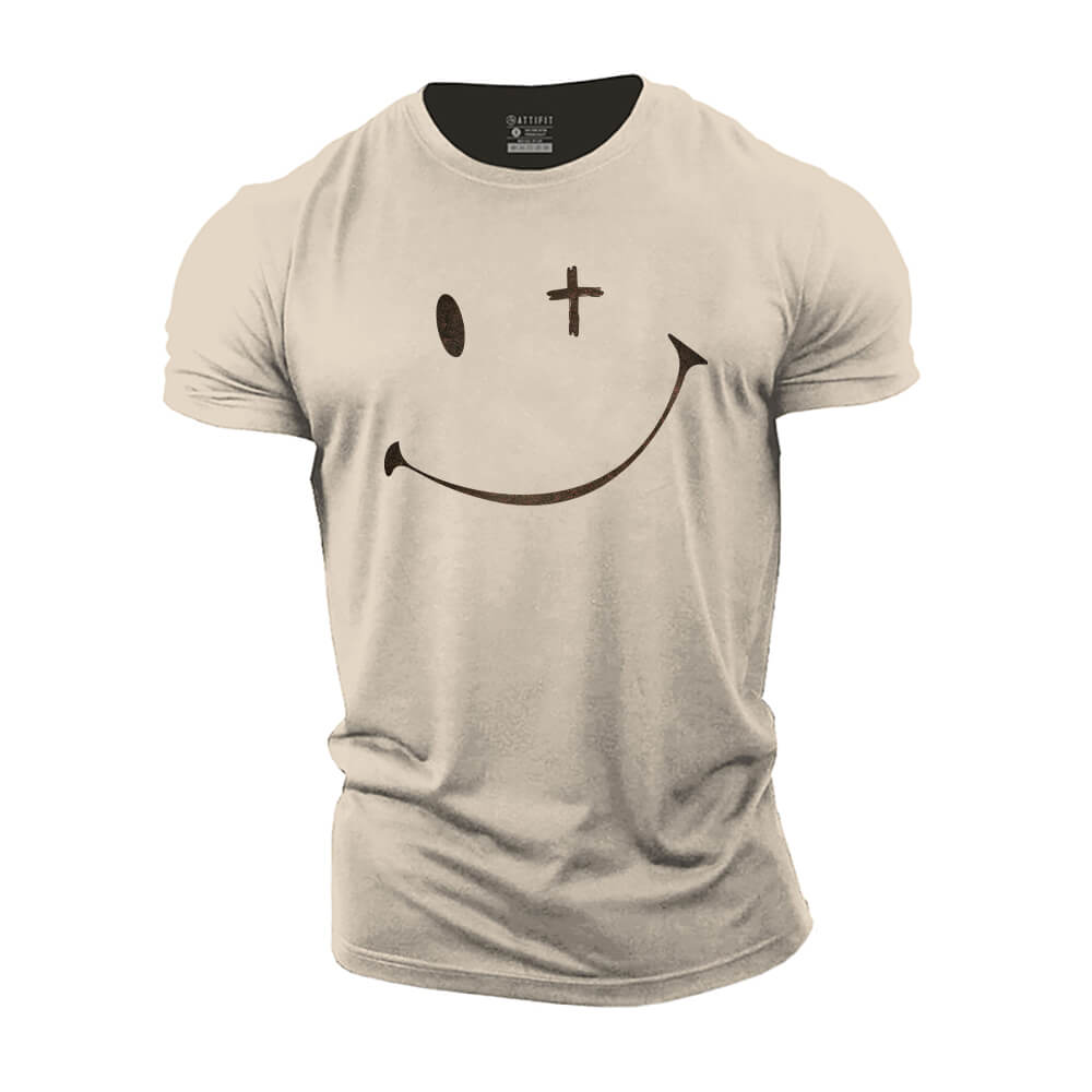 Happy Cross Smiley Cotton T-Shirt