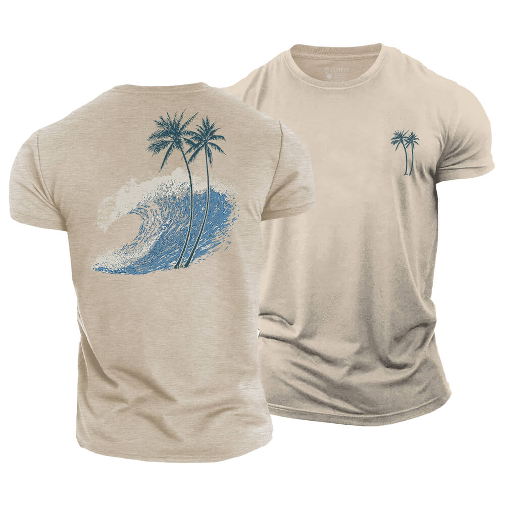 Ocean Wave Palm Cotton T-Shirt