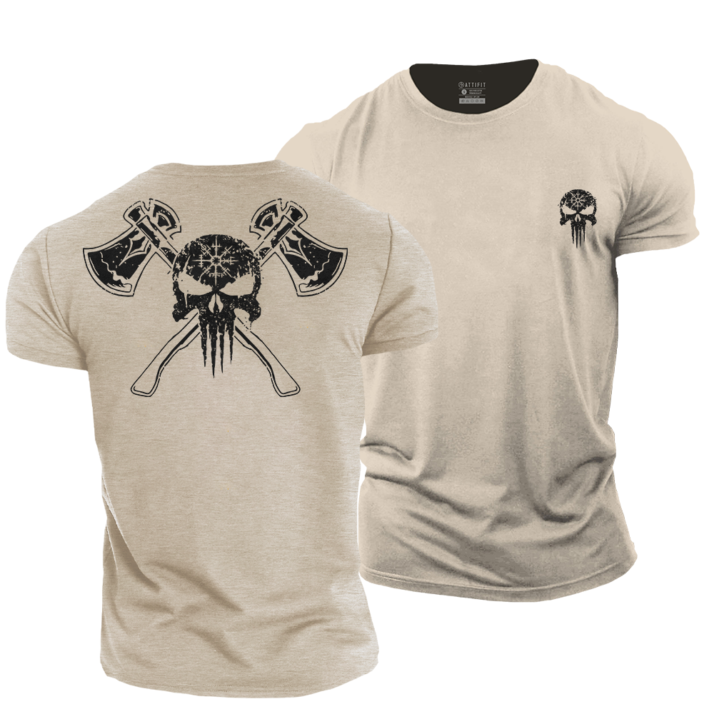 Viking Skeleton Cotton T-Shirt