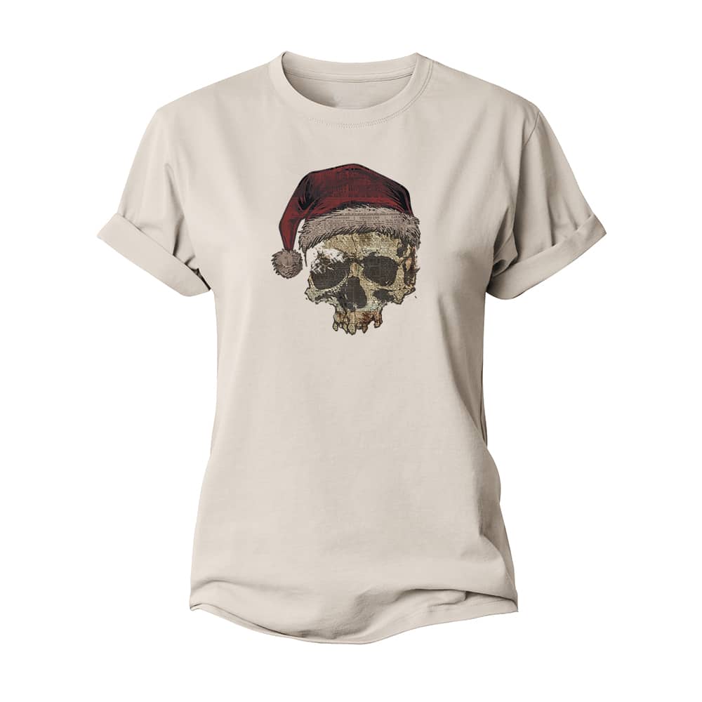 Christmas Skull Newspaper Women's Cotton T-Shirt