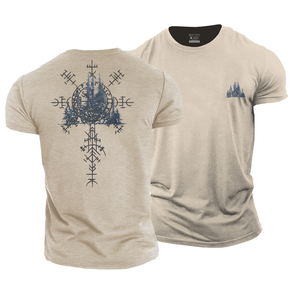 Viking Landscape Compass Cotton T-Shirt