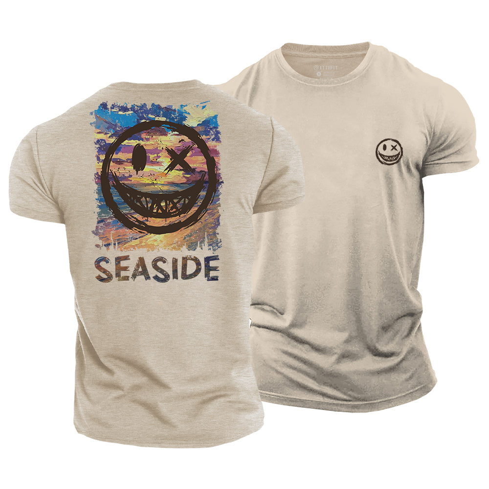 Seaside Smiley Cotton T-Shirt