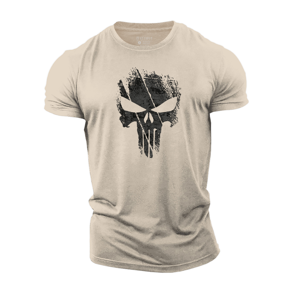 Broken Punisher Skull Cotton T-Shirt