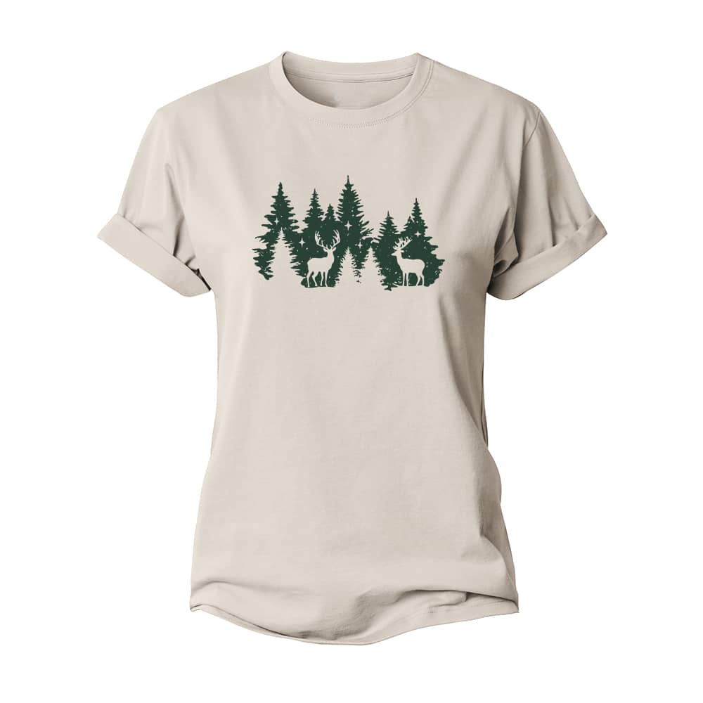Christmas Forest Deer Women's Cotton T-Shirt