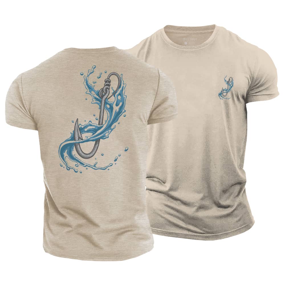 Wave Fishhook Cotton T-Shirt