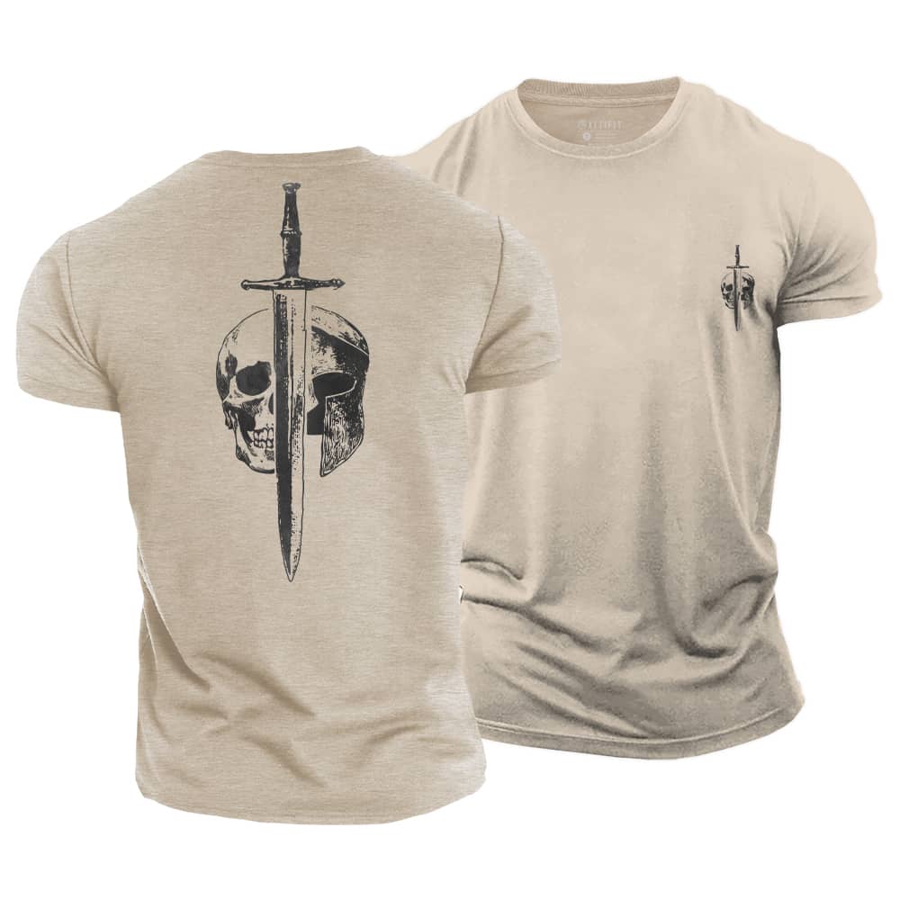 Skull Meets Warrior Cotton T-Shirt