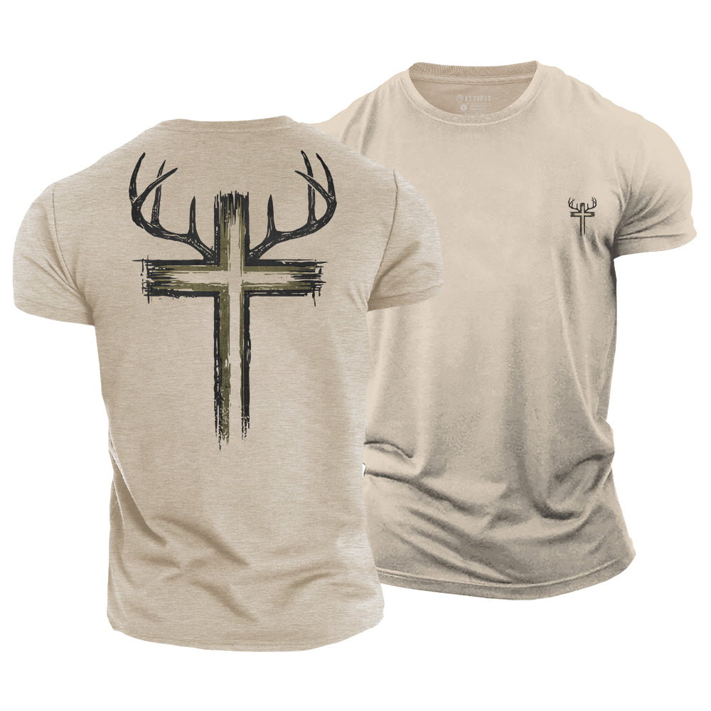 Antler Cross Cotton T-Shirt
