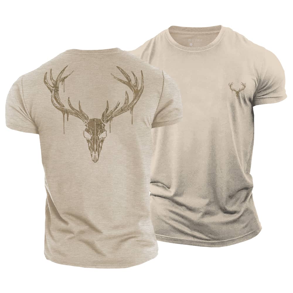 Elk Skull Cotton T-Shirt