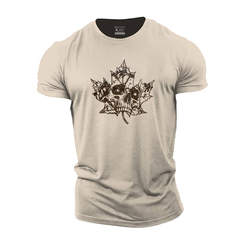 Leaf Skull Cotton T-Shirt