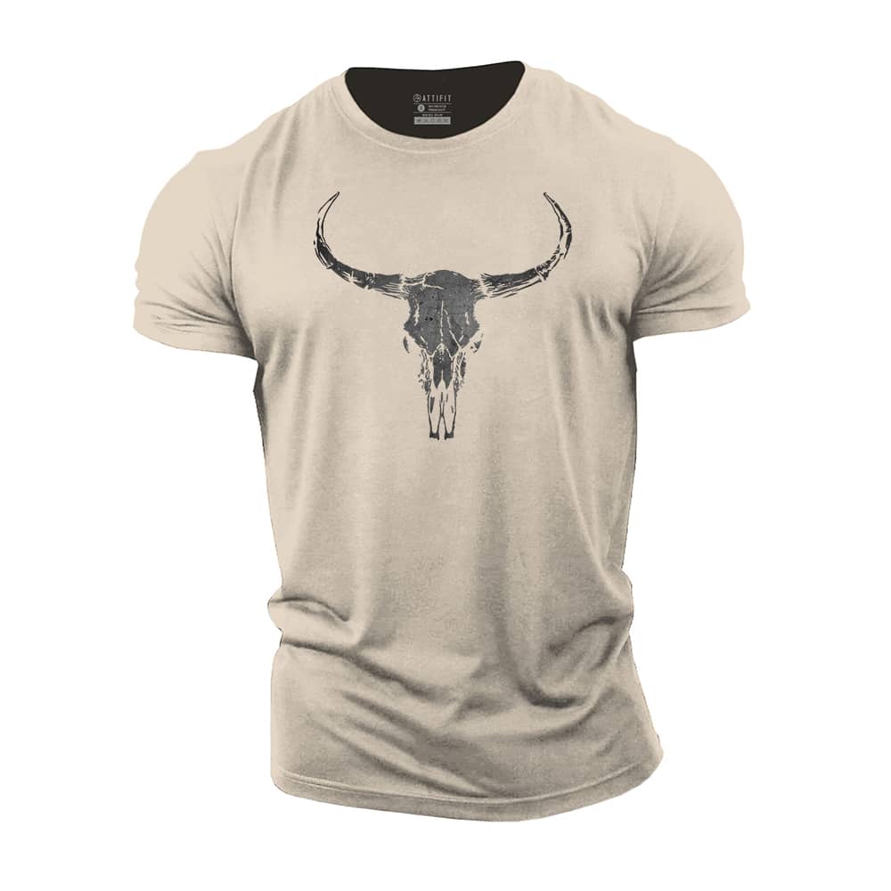 Dark Bull Skull Cotton T-Shirt
