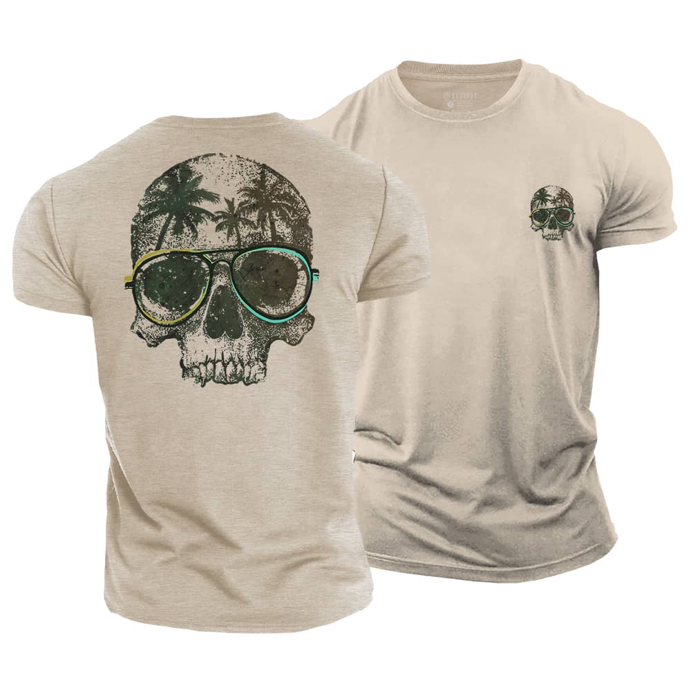 Tropical Skull Cotton T-Shirt