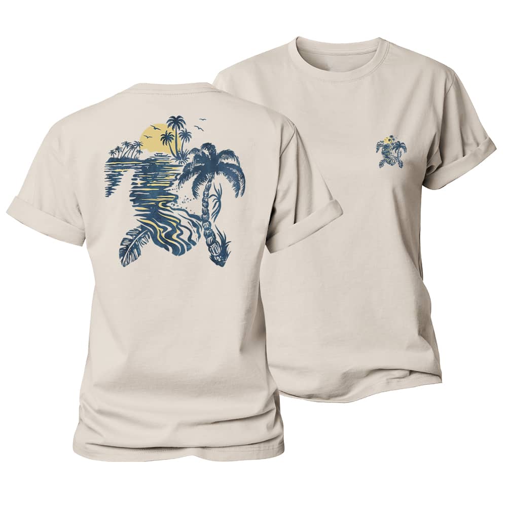 Turtle Palm Reflection Women's Cotton T-Shirt