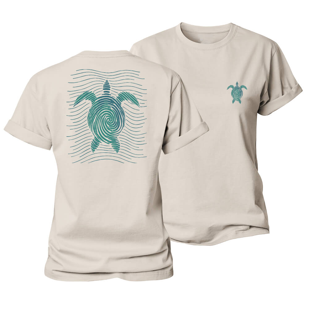Wave Line Turtle Women's Cotton T-Shirt