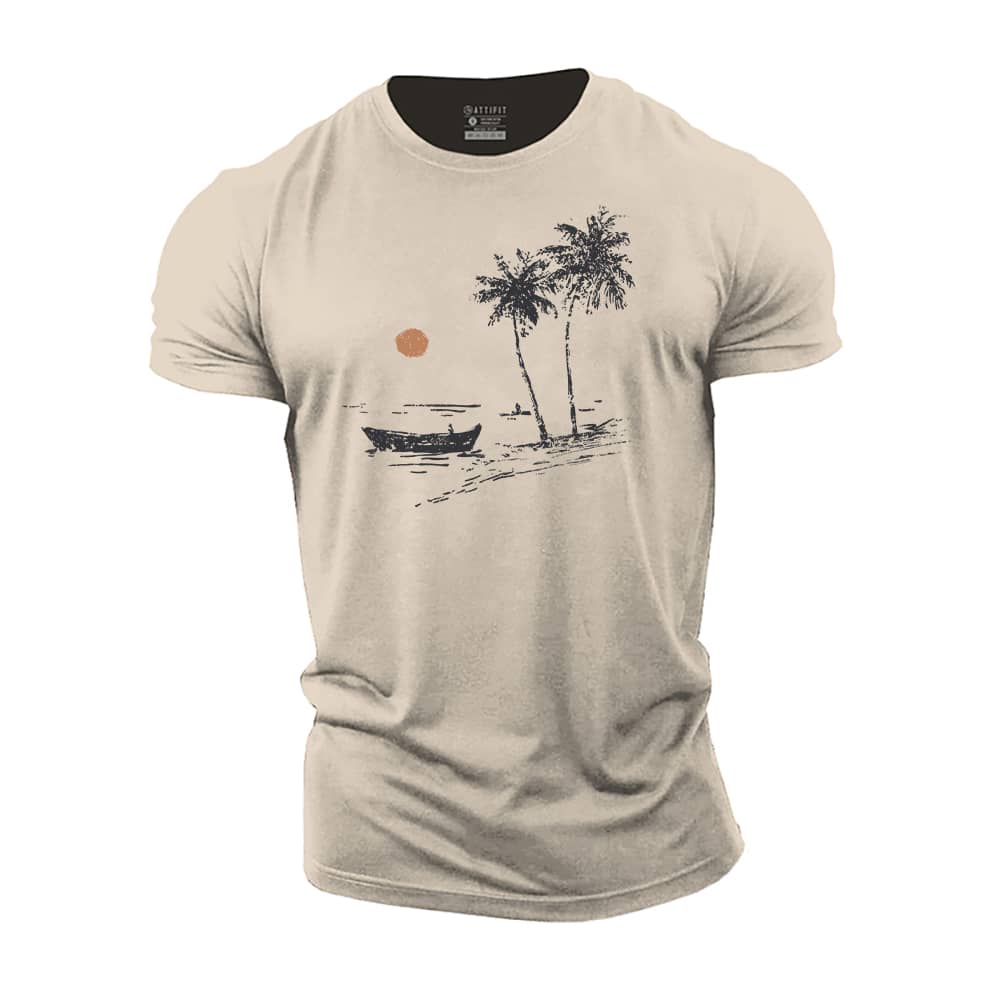 Simple Beach View Cotton T-Shirt