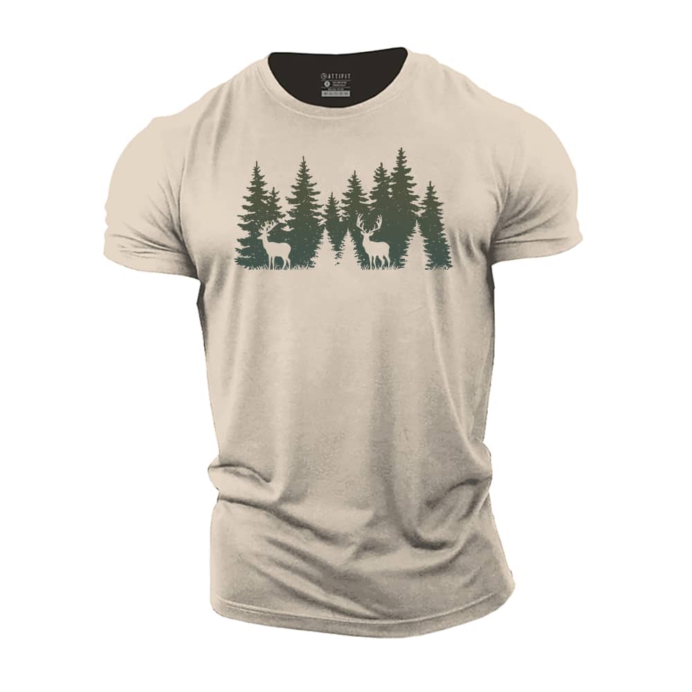 Deer In Forest Cotton T-Shirt