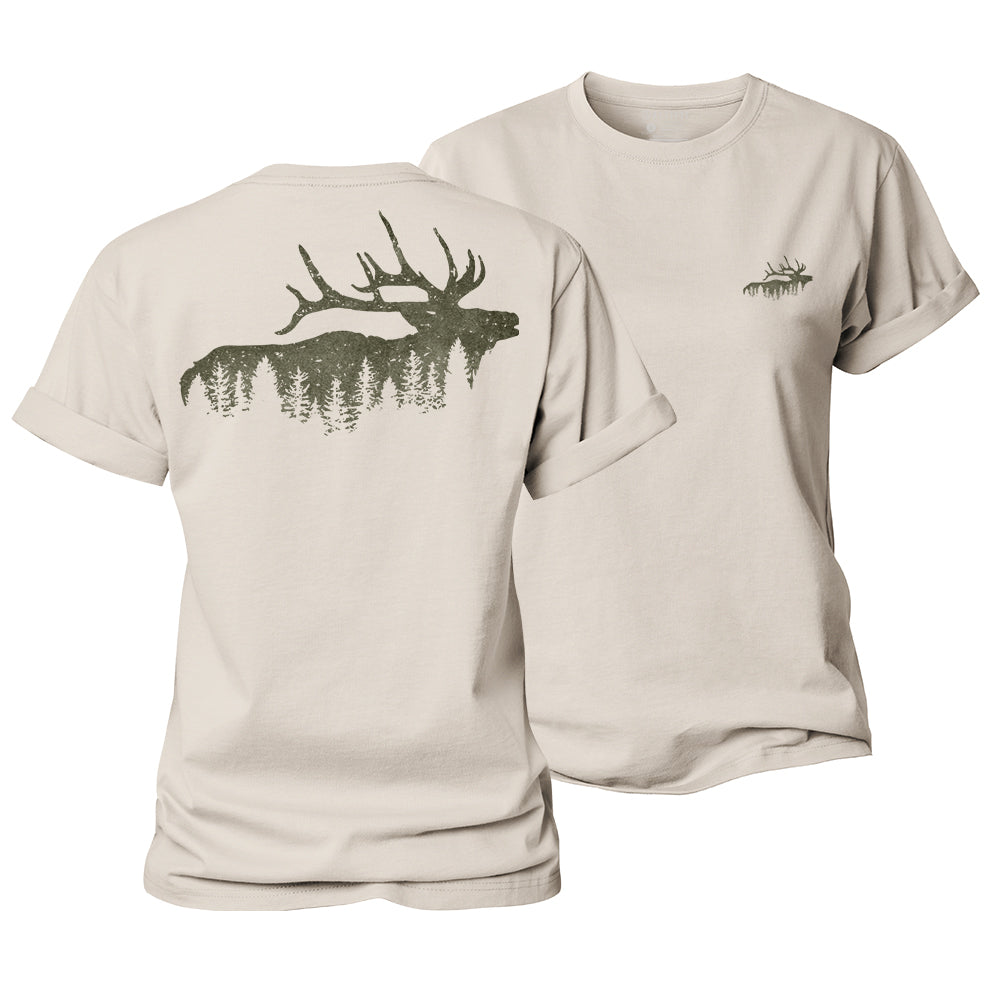 Elk And Forest Women's Cotton T-Shirt