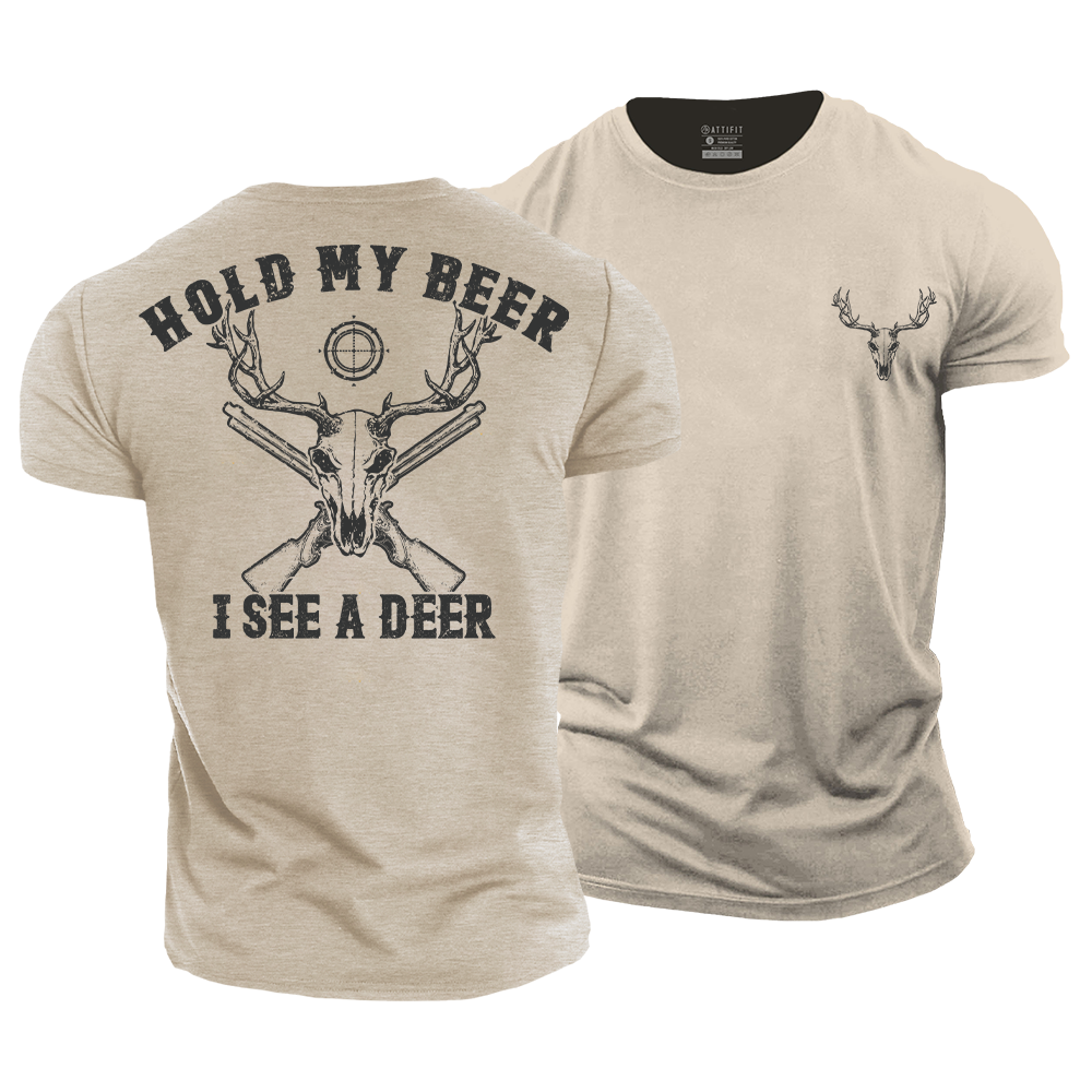 Hold My Beer I See a Deer Cotton T-Shirt