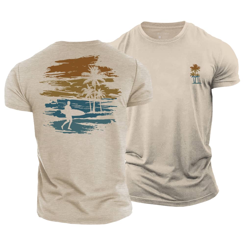 Tropical Surf Sunset Cotton T-Shirt