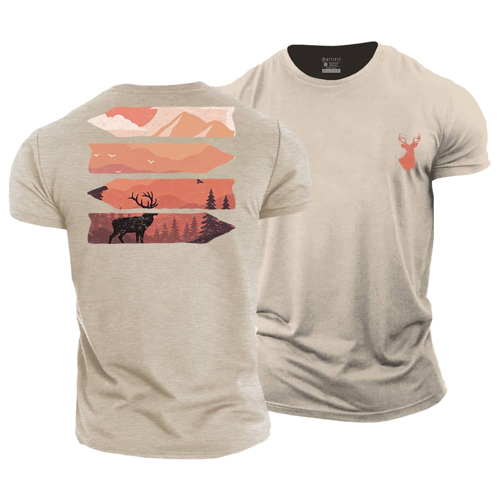 Elk In Forest Cotton T-Shirt