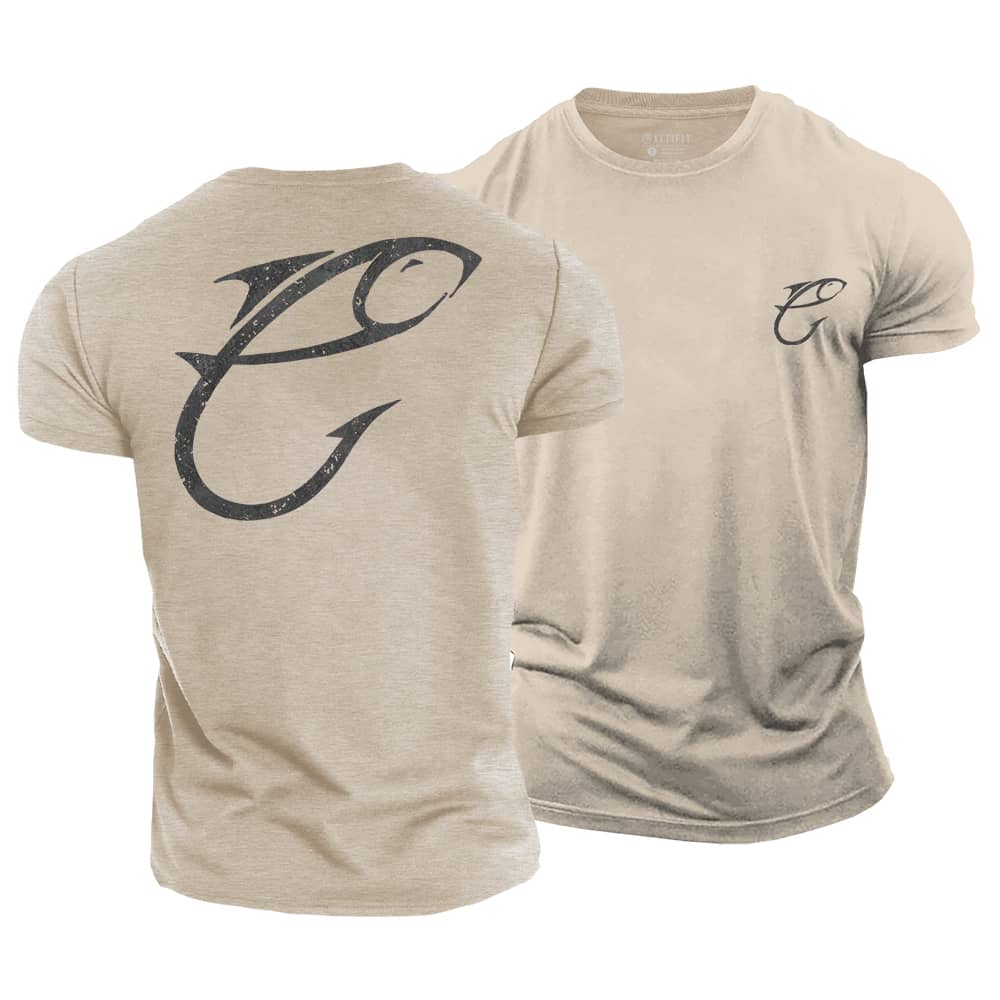 Fish And Hook Cotton T-Shirt