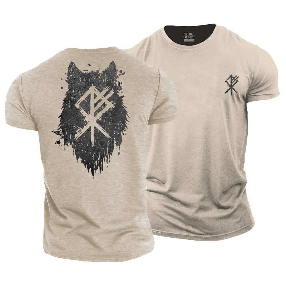 Viking Wolf Silhouette Cotton T-Shirt
