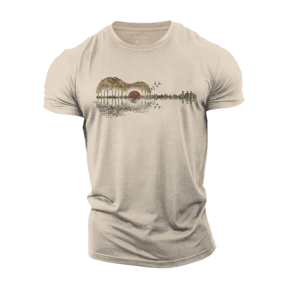 Sunset Guitarscape Cotton T-Shirt