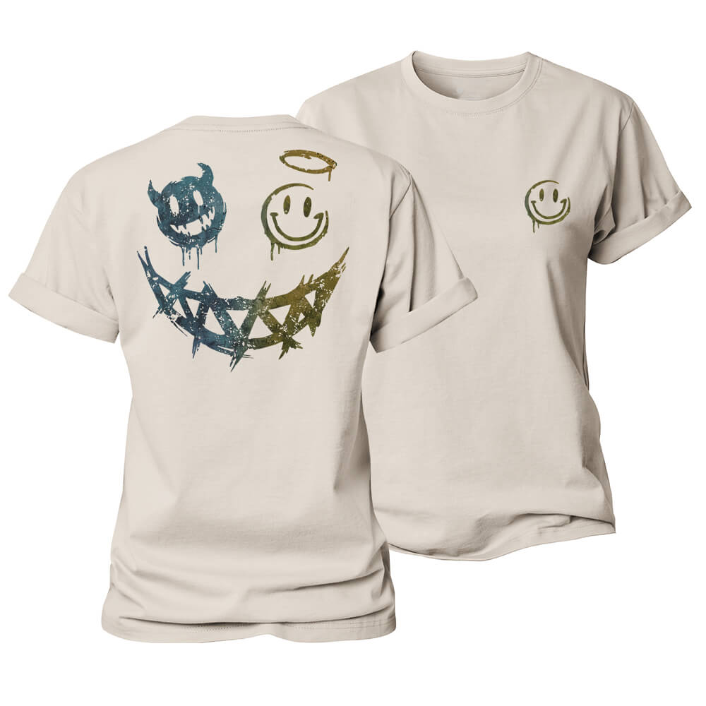 Angel Devil Smiley Women's Cotton T-Shirt