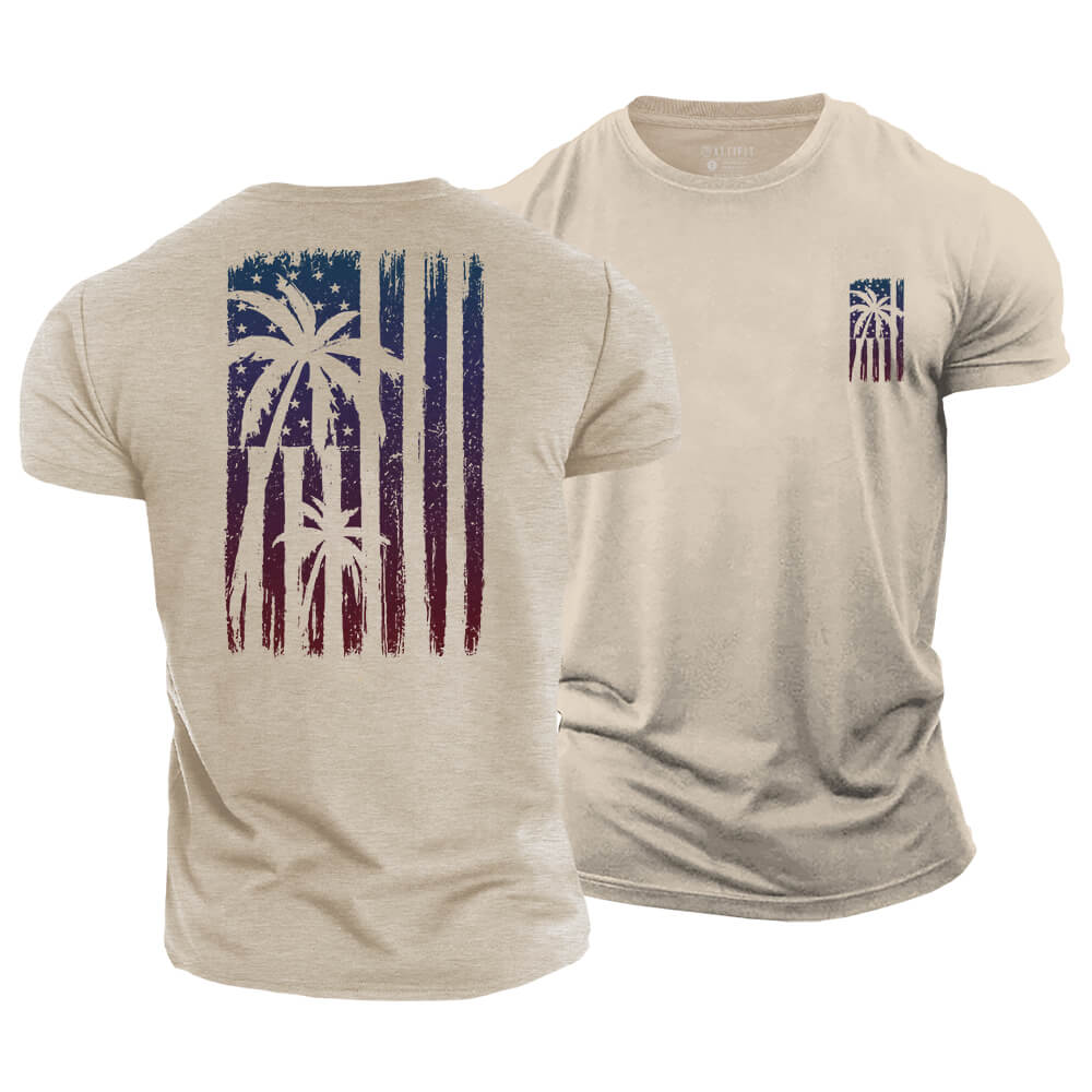 Sunset Palm Flag Cotton T-Shirt