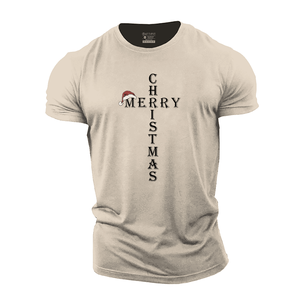 Merry Christmas Cross Cotton T-Shirt