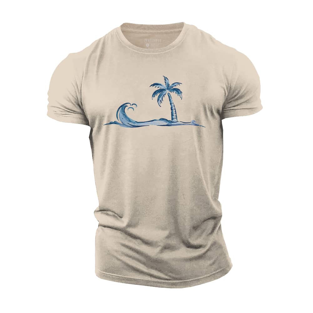 Simple Palm Wave Cotton T-Shirt