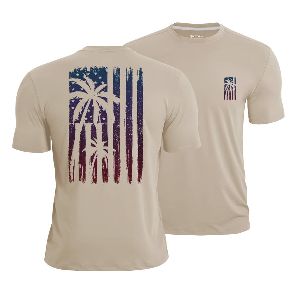 Sunset Palm Flag Quick-Dry T-Shirt