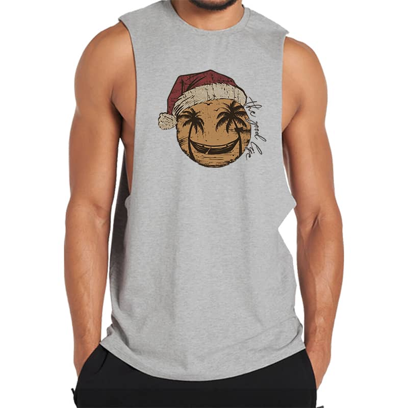 Christmas Smiley Palm Tree Tank Top
