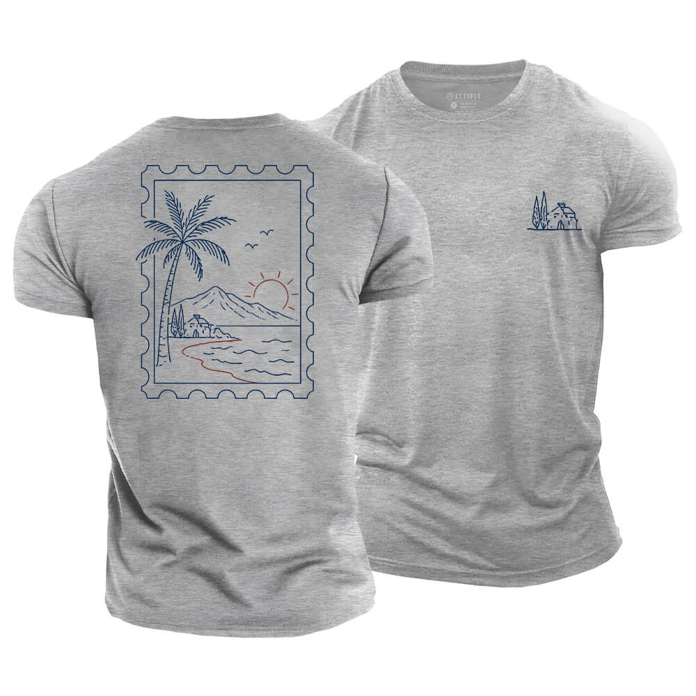 Palm Stamp Cotton T-Shirt