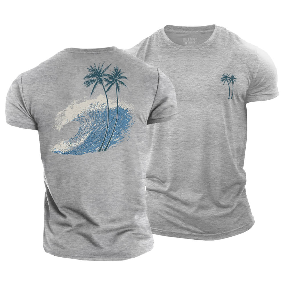 Ocean Wave Palm Cotton T-Shirt