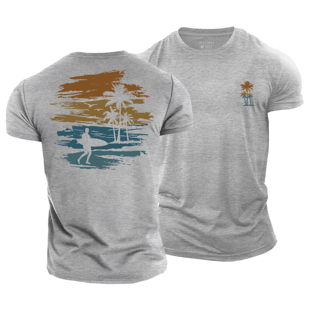 Tropical Surf Sunset Cotton T-Shirt