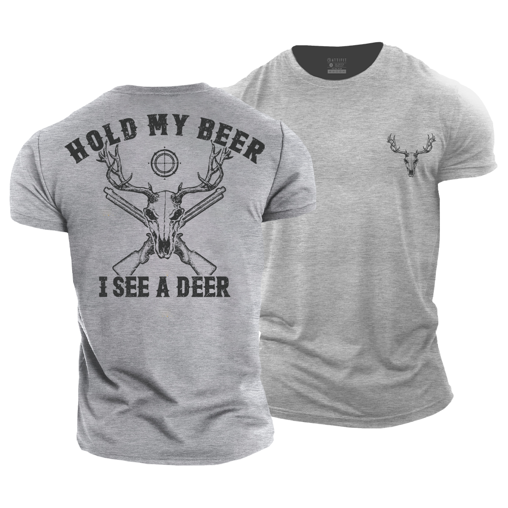 Hold My Beer I See a Deer Cotton T-Shirt