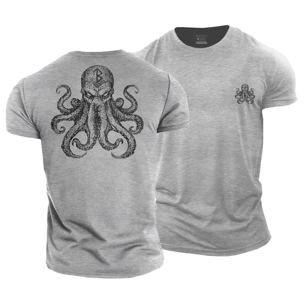 Viking Rune Octopus Cotton T-Shirt