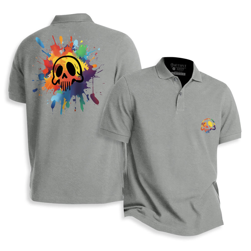 Watercolor Skull Polo Shirt