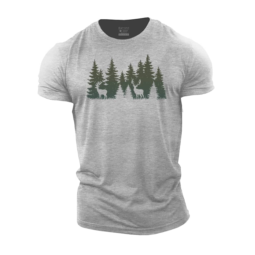 Deer In Forest Cotton T-Shirt