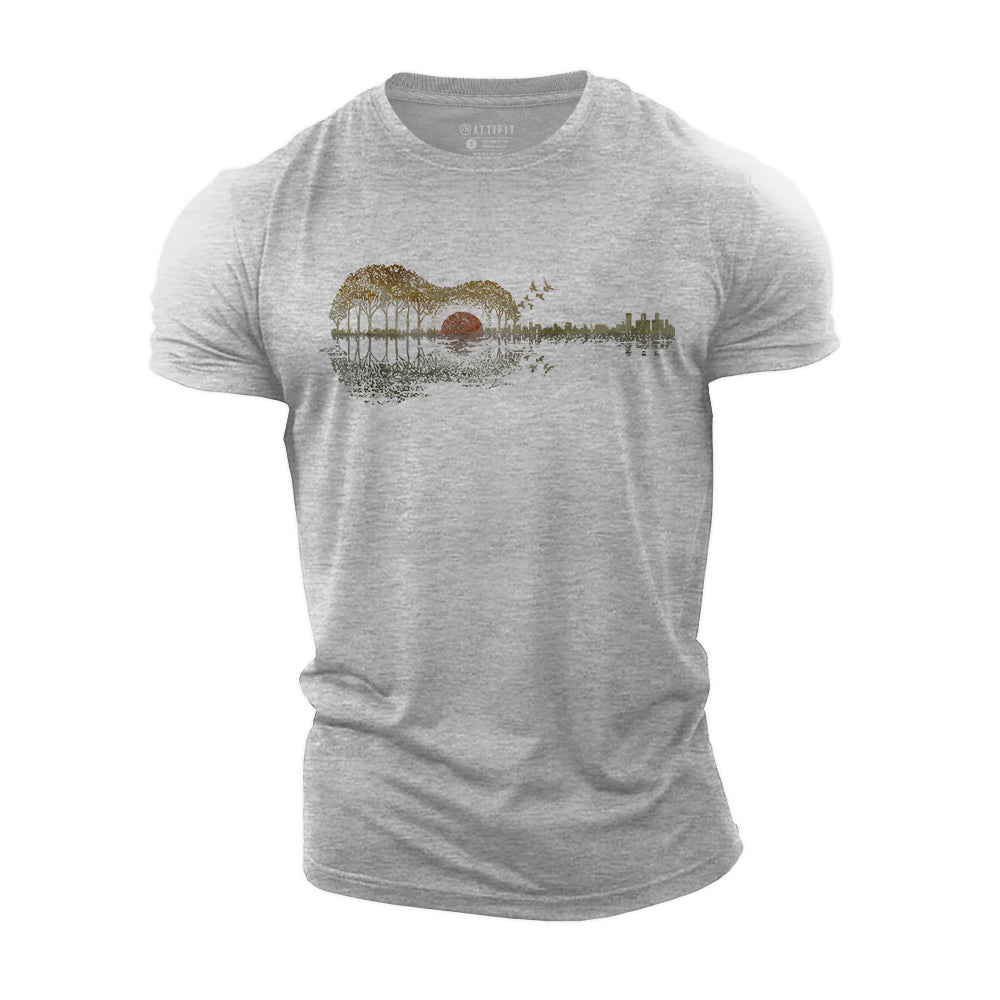 Sunset Guitarscape Cotton T-Shirt