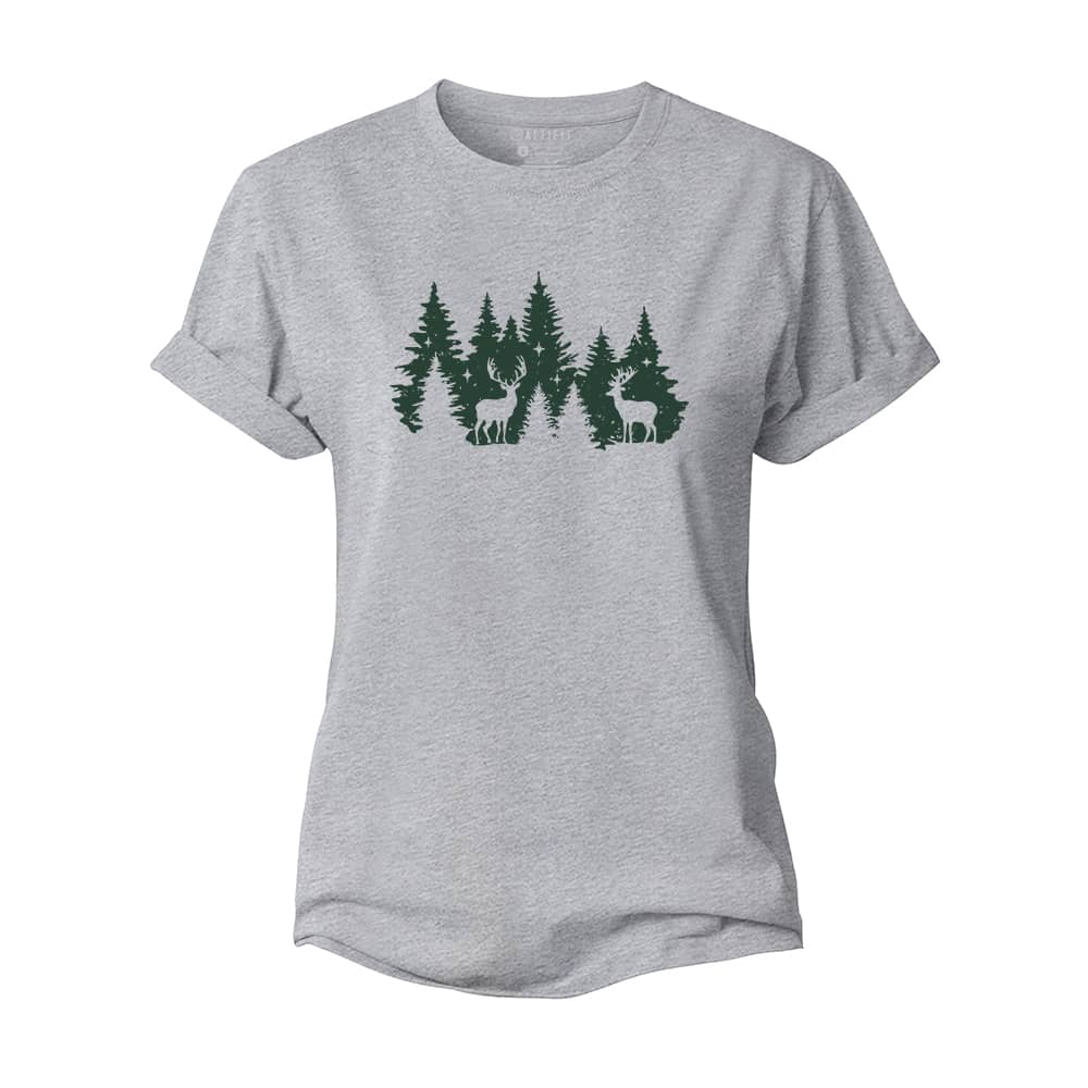 Christmas Forest Deer Women's Cotton T-Shirt