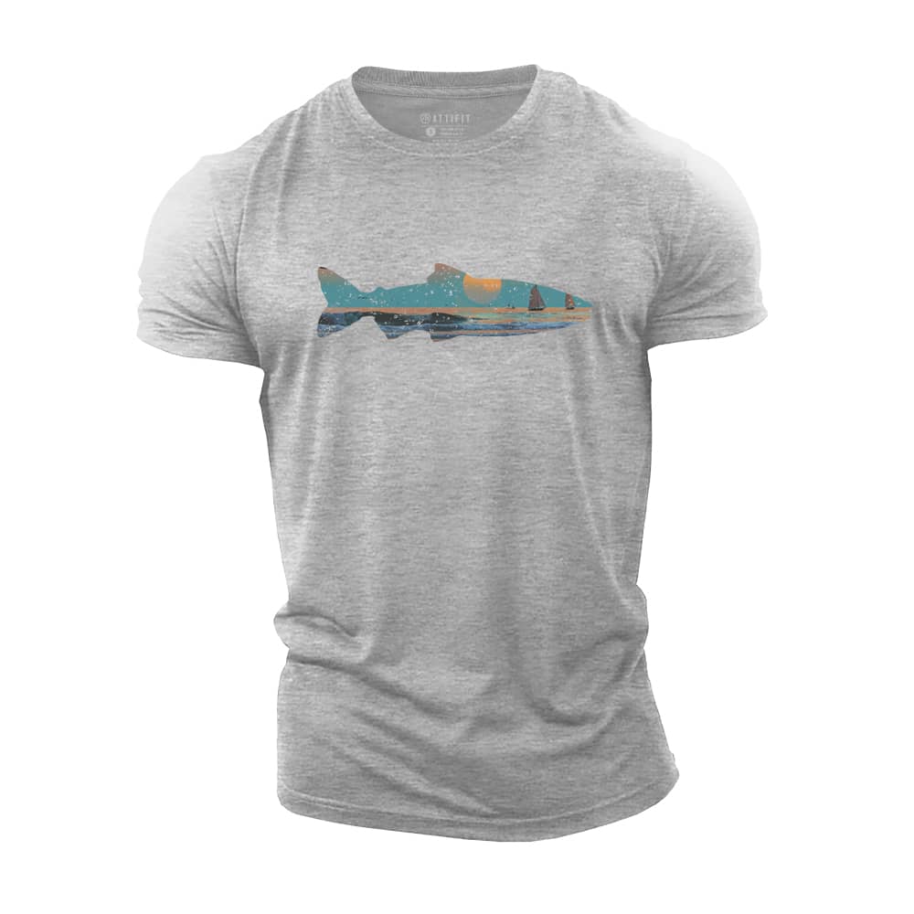 Sea View Fish Cotton T-Shirt