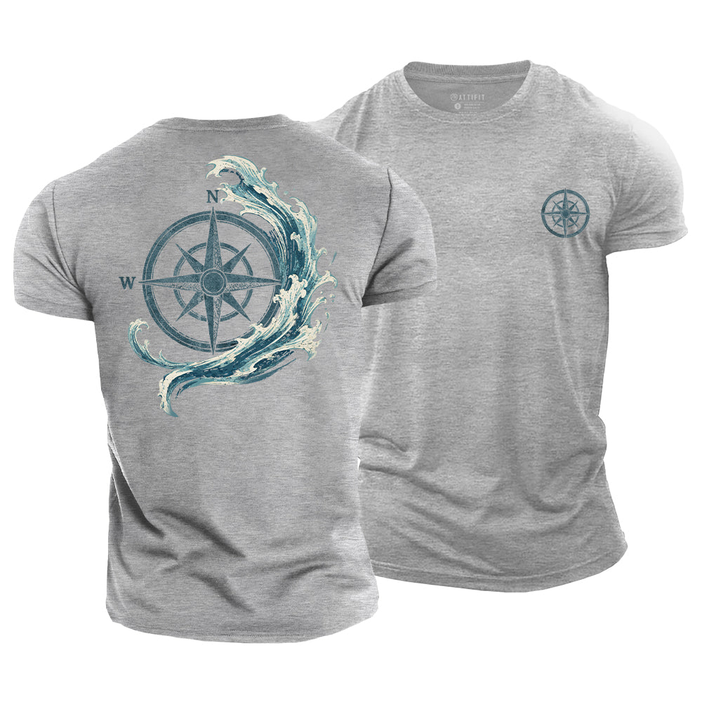 Ocean Wave Compass Cotton T-Shirt