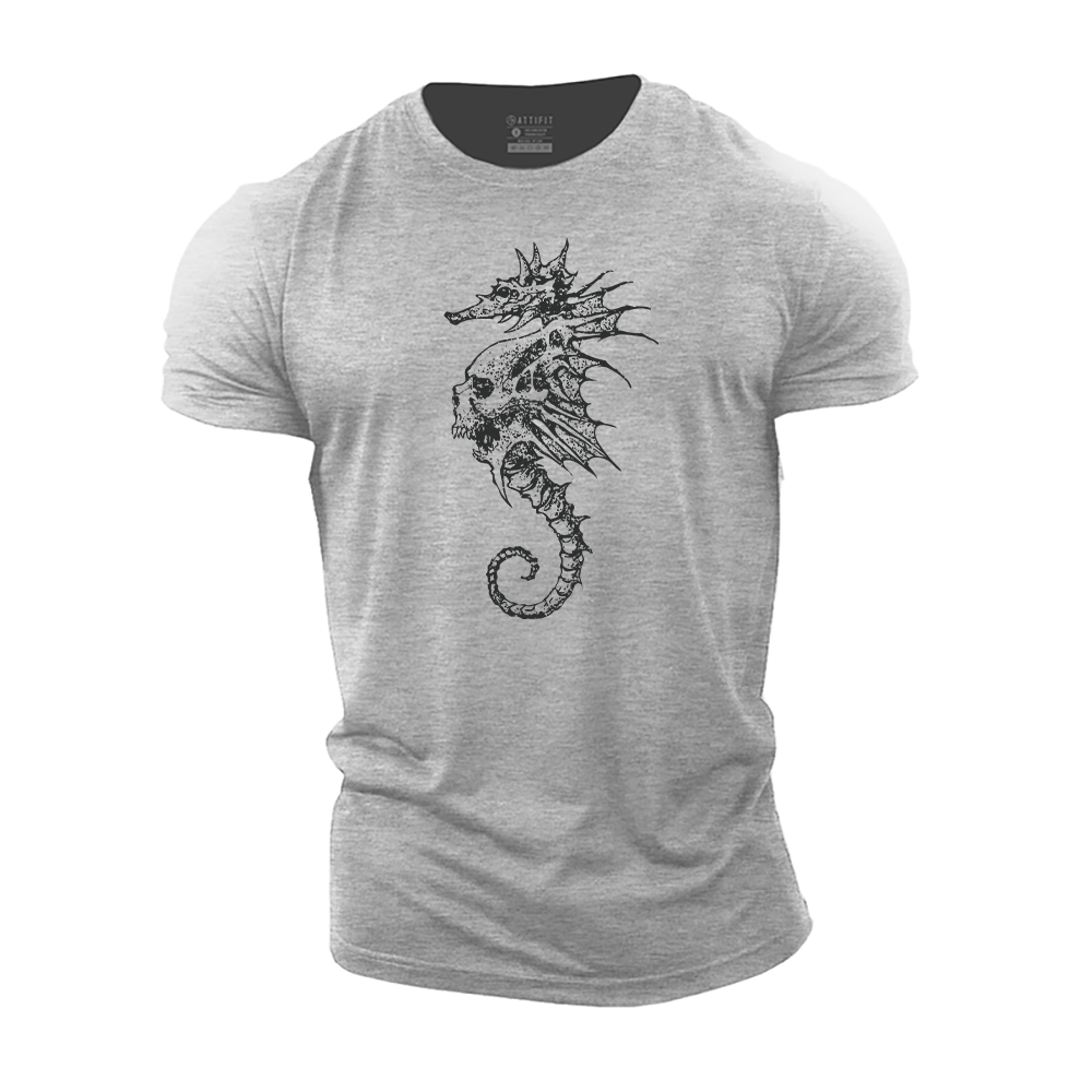 Seahorse Skeleton Cotton T-Shirt