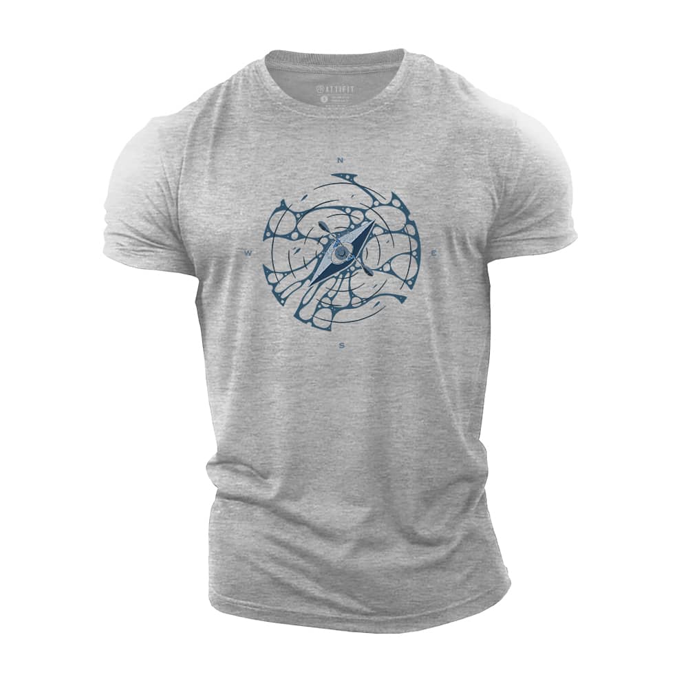 Lake Boat Compass Cotton T-Shirt