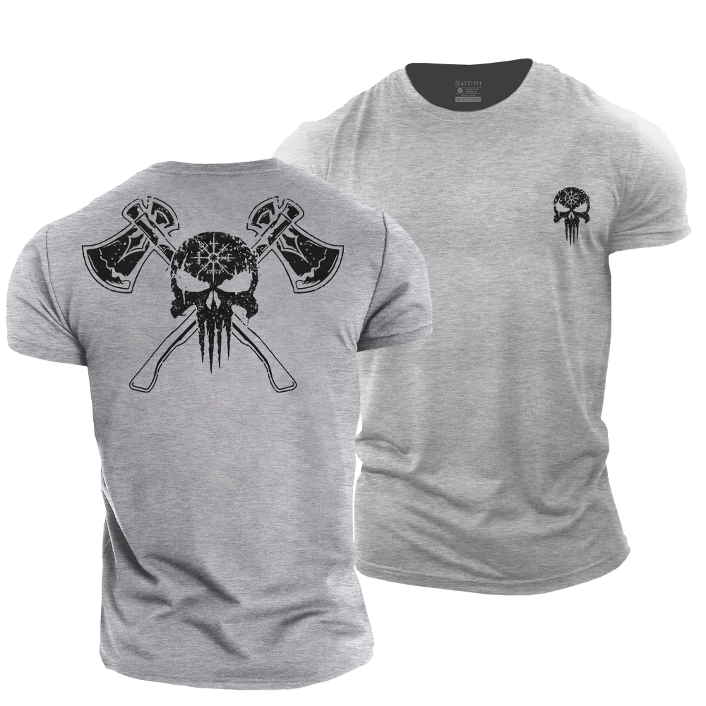 Viking Skeleton Cotton T-Shirt