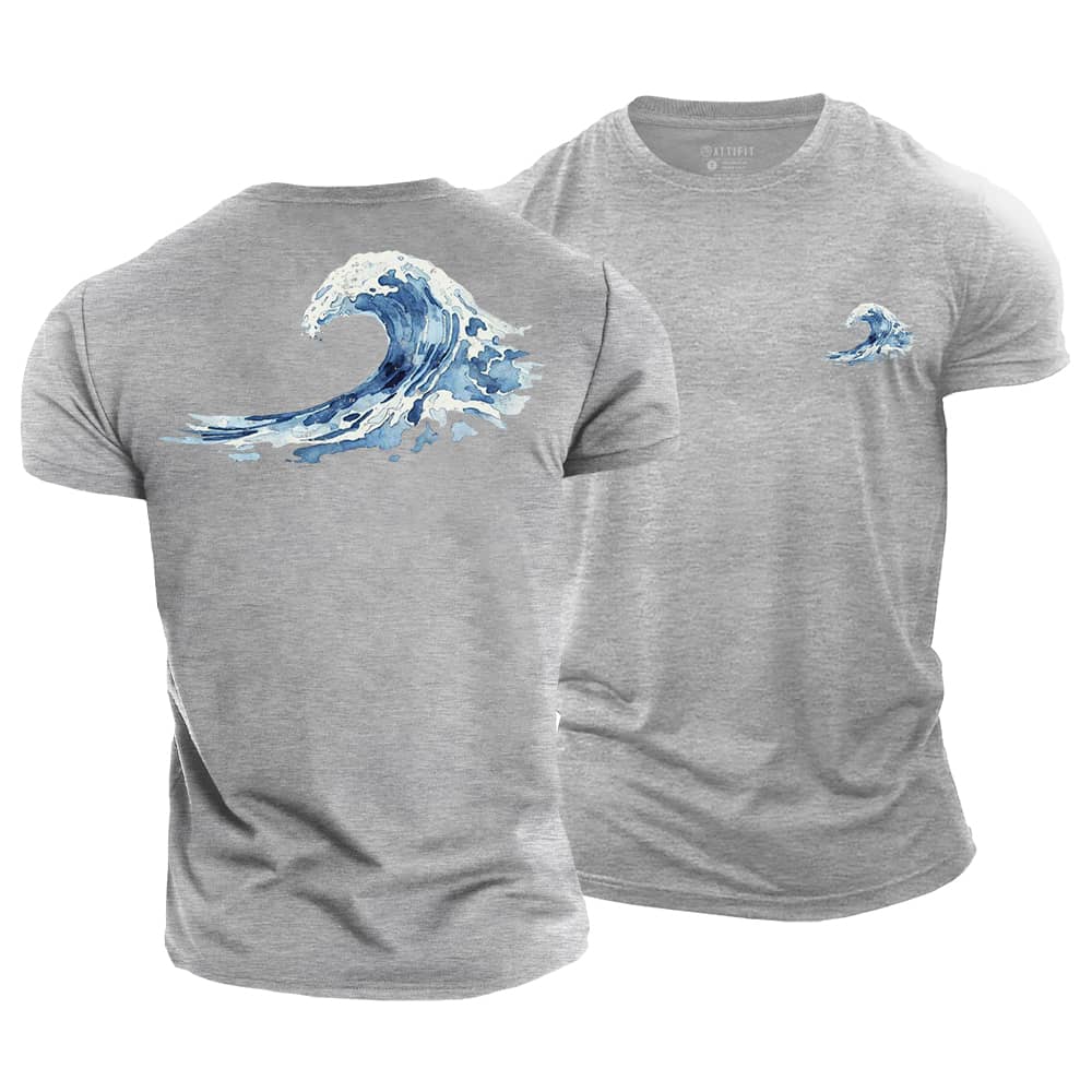 Watercolor Ocean Waves Cotton T-Shirt