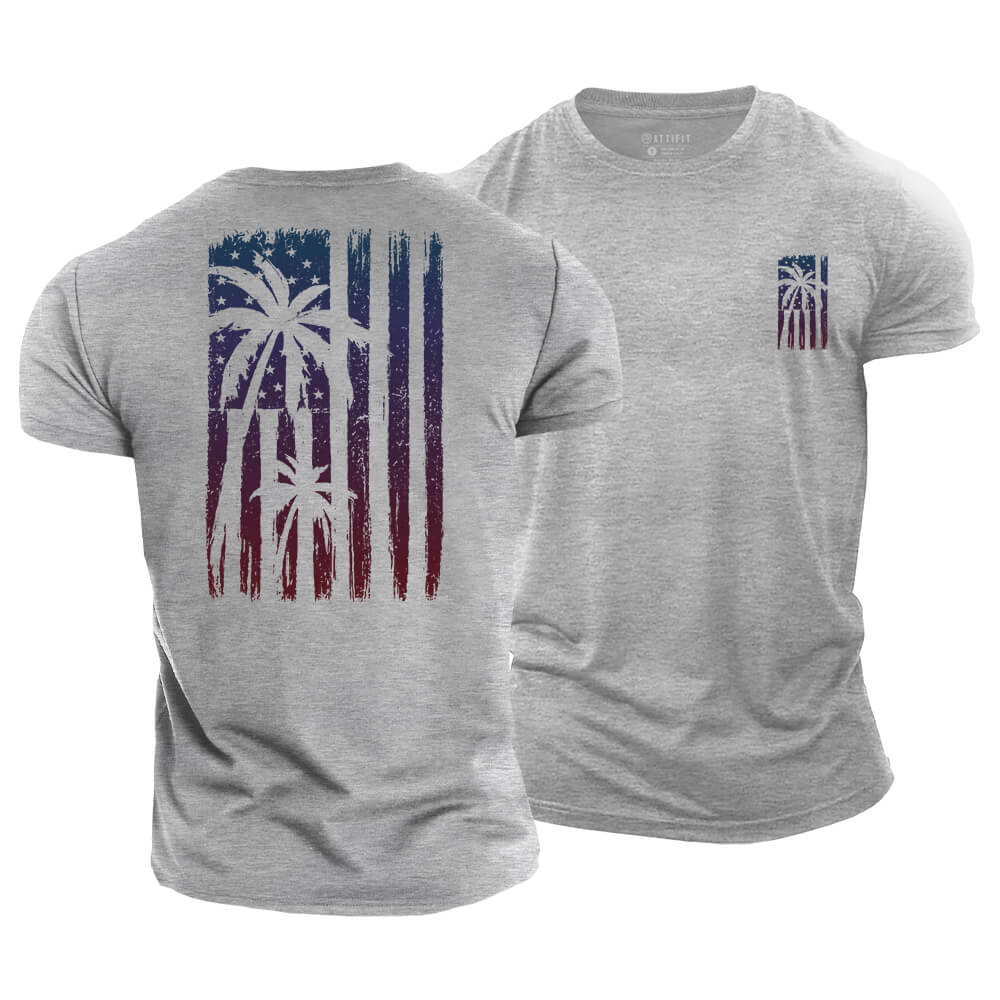 Sunset Palm Flag Cotton T-Shirt