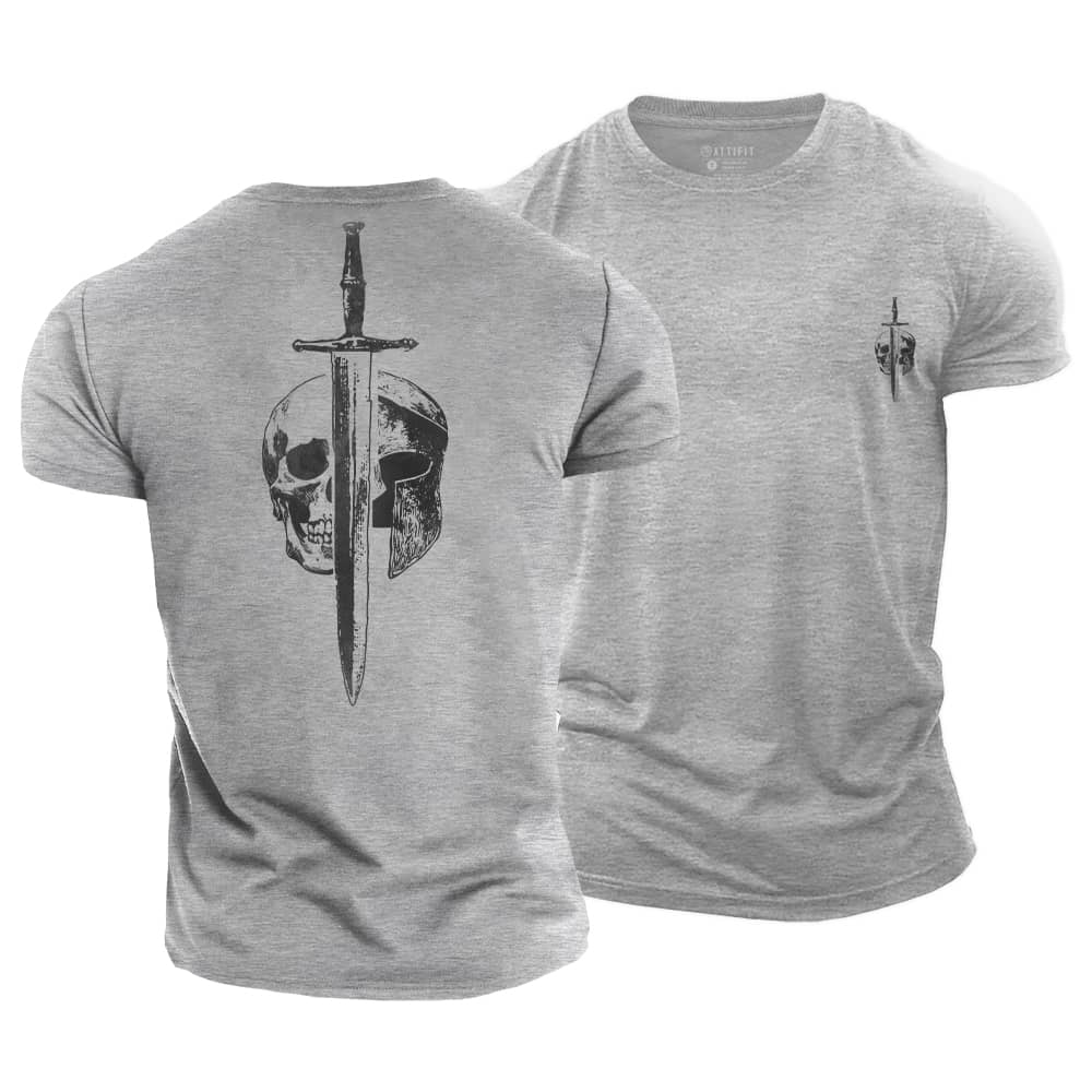 Skull Meets Warrior Cotton T-Shirt